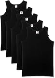 Fruit of the Loom Herren Regular Fit Unterhemd 5-Pack Athletic Mens, Schwarz (Black), Large