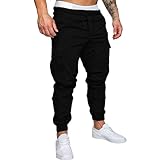 Sporthose für Herren, elastisch, an der Taille, konisch, Fitnessstudio, Training, regelmäßiges Training, Fitness, Camping, Jogging, Jogginghose für Training, Schwarz , XXL