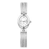 Silverora Damenuhren Ovale Silber Armbanduhren: Glänzende Volldiamante Analoge Quarz Uhren Damen Strass Armreif Armband Uhr mit Arabische Ziffernskala Geschenke für Frauen