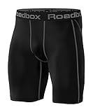 Roadbox Laufhose Herren Kurz Kompressionshose Funktionsunterwäsche Schnelltrocknendes Baselayer Unterhose Tights,L,Schwarz