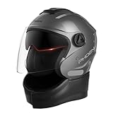 MTR DX3 Jethelm, ECE Zertifizierter Motorradhelm - Maximale Verkehrssicherheit, Robust & Komfortabel, Ideal Für Motoroller & Vespa, Ratschenverschluss, Klares Visier, XS-XL D,One Size(55-62CM)