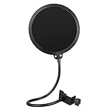 InnoGear Pop Filter für Mikrofone, 6 Zoll Popschutz Mikrofon Absorber Filter mit Stand Clip