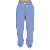 SMUXP Damen-Jogginghose mit Taschen, hohe Taille, Kordelzug, lockere Passform, Fleece-Loungehose, 2025 Happy New Year, Freitag, Schwarz, blau, S