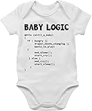 Shirtracer Body Junge Mädchen - Aktuelle Trends - Nerdy Baby Logic - 3/6 Monate - Weiß - programmierer strampler sachen für babys mit sprüche babybodys witzige geschenke zur geburt babystrampler