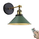 Modern Innen Wandlampe, 1-Light 100 Lumen LED-Fernbedienung Batterielauf Schnurloser Lampe dunkelgrünen Wand Sconce Light fixe for Schlafzimmer Badezimmer Wand dekor - einfache Installation, dimmbar,