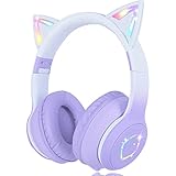 Usoun Kinderkopfhörer Bluetooth, Kinder Kopfhörer Over-Ear mit 85db Lautstärkebegrenzung LED-licht Faltbare HD Stereo Kopfhörer Kabellose und Kabel, eingebautes Mikrofon für Handy, Tablet,PC,TV