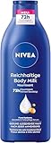 NIVEA Reichhaltige Body Milk, intensiv pflegende Körpercreme mit purem Hyaluron, Mandelöl und Tiefenpflege Serum, Lotion für trockene Haut (400 ml)