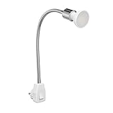 ledscom.de Steckdosenlampe LESCH Leselampe Schwanenhals, Schalter, Chrom inkl. GU10 LED Lampe 6,74W 630lm 100° weiß