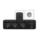 7-in-1 Steckdosenleiste Adapter mit 3 USB und 1Type C,3-Fach Steckerleiste Steckdosenadapter mit Schalter, 2500W16A für Haus, Reise und Büro