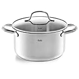 Fissler San Francisco / Edelstahl-Topf (3,3 L - Ø 20 cm) Kochtopf mit Glas-Deckel, Schüttrand, Mess-Skala - Induktion