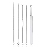 Rnitle Mitesserentferner Komedonenquetscher Set, Akne Whiteheads ,Blackhead Remover mit Box aus Edelstahl für alle Hauttypen