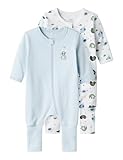 NAME IT Baby - Jungen Nbmnightsuit 2p Zip Ff Elephant Noos Schlafanzug, Baby Blue, 80 EU