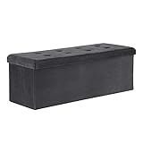WOLTU Sitzbank mit Stauraum 110cm, Truhe mit stauraum 118L Faltbar, Sitztruhe Sitzbox Aufbewahrungsbox klappbare, Bettbank Schlafzimmer, belastbar bis 300 kg, aus Samt, Grau, SH73gr