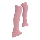 F Fityle Skating Beinwärmer, Strickende Lange Beinwärmer über Dem Knie, Zubehör, Hohe Fußlose Socken, Skating Socken für Party Yoga Training, Rosa