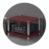 HiFi Rack AV Regal mit stoßdämpfenden Füßen, Audio-Video-Komponentenständer für Plattenspieler und Geräte (Rot, 60 x 48 x 40 cm, 2 Etagen)