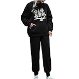 luoluoluo Damen Sportanzug Set Jogginganzug Damen Casual Drucken Hoodie Pullover Jogginghose Freizeitanzug Frauen Trainingsanzug Set für Frühling Winter