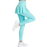 Tennisrock-Set mit hoher Taille, sportlich gemustert, einfarbig, nahtlos, Leggings 2024, Laufhose, Golf, Komfort, Yogahose, Rock mit angenähten Leggings, athletische Workout-Hose, himmelblau, XL