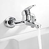 Coleniny Badewannenarmatur Aufputz | Wasserhahn Badewanne Wandmontage | Mischbatterie Badewanne Einhebelmischer Dusche aus Messing | Einhand Armatur Badewanne 1/2 Zoll Brauseabgang | Chrom