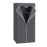 SONGMICS Kleiderschrank aus Stoff, zusammenklappbar, mit Kleiderstange, einfacher Kleiderschrank, Organizer für Spielzeug, Schuhe, Taschen, Wohnzimmer, Schlafzimmer, Garderobe, 75 x 45 x 160 cm, Grau