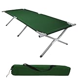 BB Sport Feldbett XXL Klappbett 210 x 72 x 45 cm Camping Bett bis 200 kg Belastbar Tragbar Klappbar Liege Reise Bequem Stabil, Farbe:Green