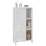 SoBuy BZR39-W Badkommode Hochschrank Badschrank mit Lamellentür Kommode fürs Bad Badezimmerschrank Aufbewahrungsschrank Badmöbel weiß BHT ca: 48x96x24cm