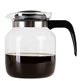 Wenco Glaskanne 1,25 l - Ideal für Tee, Kaffee und Kaltgetränke, hitzebeständig, mit Deckel und Ausguss-Öffnung - Spülmaschinenfest und bruchsicher - Transparent/Schwarz