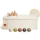 Laleni Sitzbank mit Stauraum geräumig - Truhenbank mit Stauraum 110x38 cm - Sitztruhe mit Stauraum - Bequemer Hocker mit Stauraum - Kinder Sitzbox mit Stauraum - Sitzbank Beige - Sitzbox Beige