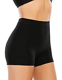 YARRCO Nahtlose Miederhose Leicht Formende Bauchweg Unterhose Damen Mittelhohe Taille Shapewear Kurze Leggings Miederpants Unterwäsche (Schwarz, S)