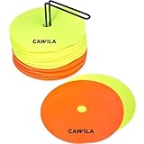 Cawila Markierungsscheiben, Floormarker 24er Set inkl. Halter, 12x orange + 12x Neongelb inkl. Träger