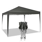 WOLTU Pavillon Pop-Up wasserdichter Faltpavillon Sonnenschutz Event Pavillon Gartenpavillon auf Terrasse Camping Festival Pagodenzelt aus Oxford Metallrahmen 3 x 3 m Grau PVL0002gr