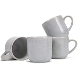 Elanze Designs Kaffeetassen-Set, Hellgrau, glänzend, reaktiv, 482 ml, Steingut, 4 Stück