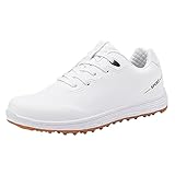 ZUNKY wasserdichte Golfschuhe Für Frauen Spikeless Outdoor Sport Sneakers Leichte Komfortable Golftrainer,Weiß,43 EU