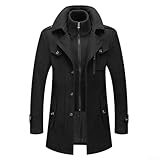 babominimer Herren-Wintermantel aus Wolle, langärmelig, hüftlang, dick, gepolstert, warm, für Freizeit, Business, Outwear, schmale Passform, Winterjacke (M, Schwarz)