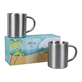 IRONABLE Edelstahlbecher(2er Set) 300ML Camping Tasse, Trinkbecher Edelstahl, Kaffeetasse doppelwandig isoliert und BPA frei, Tassen Set für Camping & Outdoor