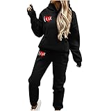 luoluoluo Damen Sportanzug Jogginganzug Langarm Casual Einfarbig Trainingsanzug Jogging Anzug Hoodie-Pullover Zweiteiliger Sport-Anzug für Frühling Winter