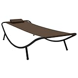 ZEYUAN Gartenbett, Liegen, Sonnenliege, Liegeinsel Outdoor, Outdoor Bett, Doppelliege, Gartenliege, Daybed Outdoor, Braun 200×90 cm Stahl