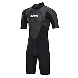 ZCCO Neoprenanzüge Herren 3 mm Premium Neopren, Rückenreißverschluss, kurzärmeliger Taucheranzug für Spearfishing,Surfen,SchnorchelnKanufahren, Taucheranzüge (Schwarz, XXL)