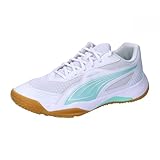 PUMA Unisex Solarflash III W+ Indoor Court Shoe, White-Electric Peppermint, 41 EU