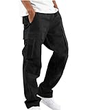 DUOLUVA Arbeitshosen Männer Baggy Cargohose Herren Cargo Hose Herren Herren Cargohose Lang Cargo Hosen Männer Schwarz 2XL