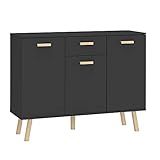 Vicco Kommode Highboard Anrichte Hans Anthrazit Holzfüße Schublade Sideboard (3 Türen 1 Schublade)