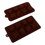 OKUMEYR 2st Tierische Silikonform Eisblockform Schalenform Cupcake-backen Keksdekoration Formen Für Eiswürfel Keksform Süßigkeiten Schimmel Dschungeltierkuchen Tierfondant Kieselgel Coffee