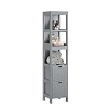 SoBuy FRG126-SG Hochschrank für Bad Badregal mit Fußpolster Badezimmer Badmöbel dunkelgrau BHT ca.: 30x145x30cm