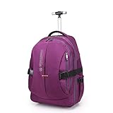 LJFJF Rollrucksack für Mädchen und Jungen, Rucksack mit Rädern, Reiserucksack, Wandergepäcktasche (Farbe: Lila, Größe: 53,3 cm)