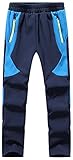 BenBoy Kinder Softshellhose Gefüttert Skihose Thermohose Wasserdicht Winter Schneehose Jungen Mädchen Wanderhose Outdoorhose,KZ0008-Blue-XL