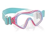 aquazon Starfish Junior Medium Schnorchelbrille, Taucherbrille, Schwimmbrille, Tauchmaske für Kinder, Jugendliche von 7-14 Jahren, Tempered Glas, Silikon, tolle Passform, Farbe:Pink blau