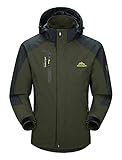 MAGCOMSEN Herren Softshelljacke Leicht Jacke Outdoorjacke Herren Herbst Angeln Jacke Trekkingjacke mit Kapuze Funktionsjacke Atmungsaktive Jacke Armeegrün XL