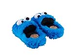 United Labels Krümelmonster Hausschuhe, 44-46, 3D Plüsch Slipper Damen und Herren, Pantoffeln mit Motiv Sesamstraße Krümelmonster Cookie Monster Blau