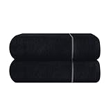 MyOwn Baumwolle 2er-Pack Oversized Badetuch-Set 70 x 140 cm, große Badetücher, Ultra saugfähig, kompakt, schnell trocknend und leicht, Schwarz