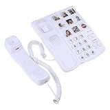KASFDBMO Festnetztelefon mit großem Knopf, mit Zahlenspeicher und Wahlwiederholung, Wandmontage, für Senioren