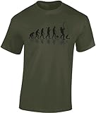 Angel Tshirt Herren : Angler Evolution - Angler T-Shirt Männer - Angler Geschenke - Angelkleidung (Army L)